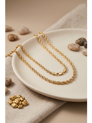 cm Burgu Zincir Model Gold Renk 50 cm Kadın Kolye - Lisinya