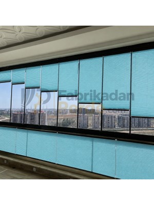 Fabrikadan Perde Esperanza Plise Perde Turkuaz 40 x 200 cm Cam Balkon