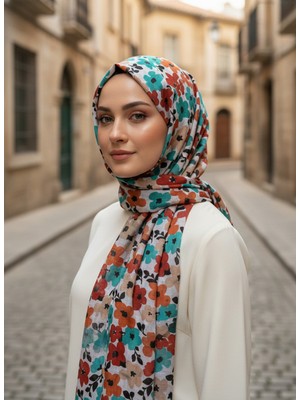 Çiçek Desenli Pamuk Eşarp– Yazlık Hafif Soft Renkli Günlük Tesettür Eşarp