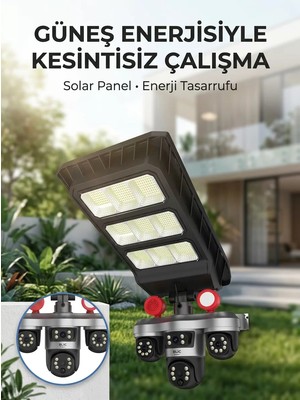 Ankaverse Solar Panelli Akıllı Güvenlik Kamerası LED Projektörlü