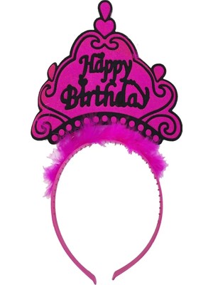 Uslucan Alışveriş Happy Birthday Neon Fuşya Renk Doğum Günü Tacı 24X15 cm