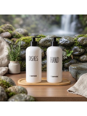Homea Homéa Bambu Sunum Altlıklı 2\'li Beyaz Renk Hands Dishes Sabunluk Seti