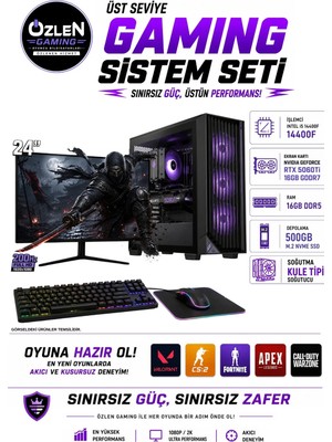 Özlen XL55 İ5 14400F RTX 5060 Tİ 16GB 500GB M.2 SSD 16GB DDR5 RAM 24'' Full HD 200Hz Oyuncu Bilgisayarı