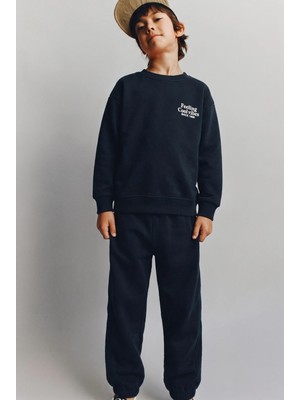 Magu Çocuk Cool Vibes Baskılı Sweatshirt ve Eşofman Altı Takımı