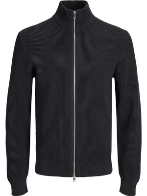 Jack & Jones Erkek Hırka Fermuarlı Triko Örme Dik Yaka Fitilli Uzun Kollu Klasik Günlük Mevsimlik Kışlık 12298714