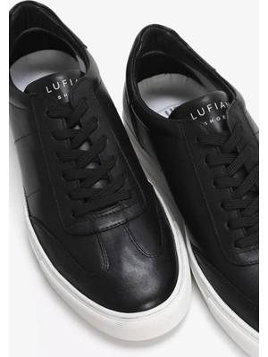 Lufian Hakiki Deri Bağcıklı Erkek Spor Sneaker Siyah Beyaz Ayakkabı