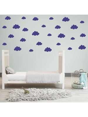 Bugy Bagy Çeşitli Ebatlarda Bulut Şeklinde Duvar Sticker Seti - 100 Adet - Lacivert