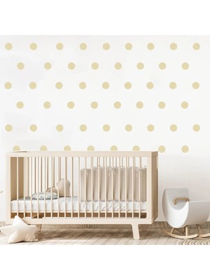 Bugy Bagy 5cm Ebadında 100 Adet Yuvarlak - Puantiye Sticker - Bej