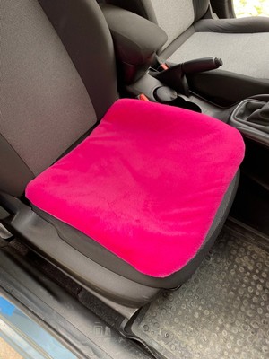 TeknoKapsül Yumuşak Tüylü Peluş Serme Oto Koltuk Koruyucu Minder Ön Tekli Fuşya Pembe