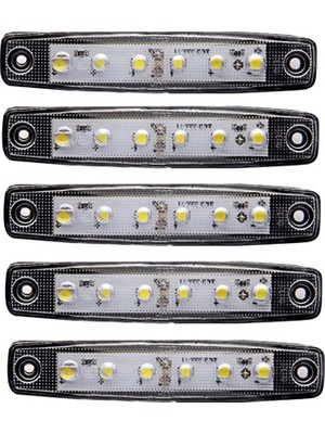 TeknoKapsül Beyaz Parmak LED Dorse Lamba 6 Ledli 12-24V 5'li