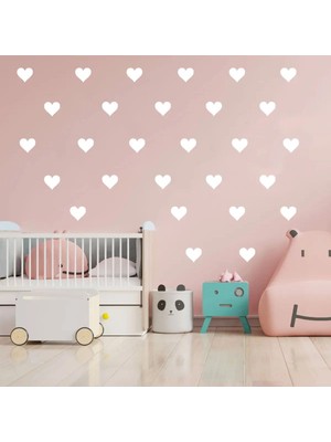 Bugy Bagy 5cm Ebadında Kalp Duvar Sticker Seti - 125 Adet - Beyaz