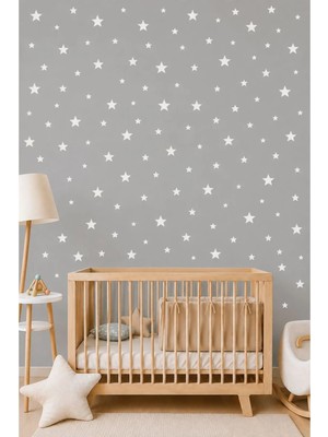 Bugy Bagy Yıldız Duvar Sticker - 3-4-5cm Karışık Ebatlarda - 112 Adet - Beyaz