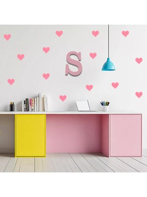 Bugy Bagy 5cm Ebadında Kalp Duvar Sticker Seti - 125 Adet - Bebe Pembe