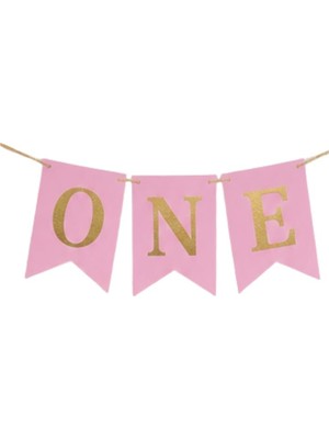 Patladı Gitti Pembe One Yazılı Banner 1 Yaş Doğum Günü Süsü