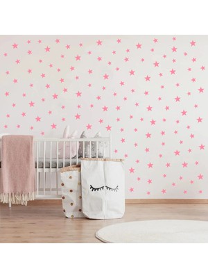 Bugy Bagy - 3-4-5cm Ebatlarında Karışık 112 Adet Bebe Pembe Yıldız Sticker