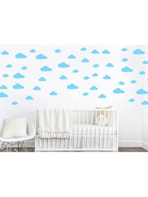 Bugy Bagy Bulut Duvar Sticker 100 Adet Mix - Mavi
