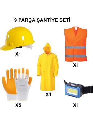 TeknoKapsül 9 Parça Baret Eldiven Seti ile Şantiye Güvenliği Sağlayın