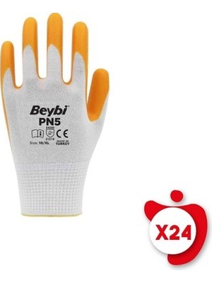 TeknoKapsül 10 Beden Sarı Polyester Örme Nitril Eldiven 24 Adet