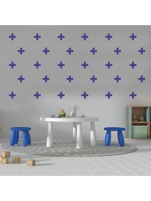 Bugy Bagy Lacivert Renkte Artı Şeklinde Duvar Sticker Seti 125 Adet - 5cm - Lacivert