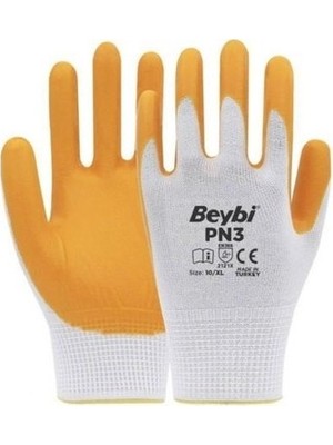 TeknoKapsül 12 Adet Nitril Eldiven Polyester Örme Yapı Işleri Için Koruyucu