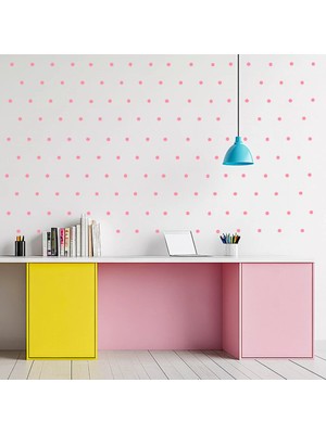 Bugy Bagy Bebe Pembe Renginde Yuvarlak Puantiye Sticker Seti - 240 Adet - 2,5cm