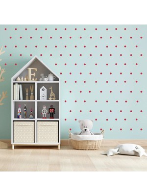 Bugy Bagy Kırmızı Renkte Yuvarlak Polka Duvar Sticker Sti - 240 Adet - 2,5cm - Kırmızı