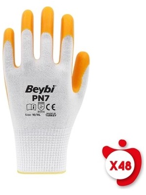 TeknoKapsül 10 Beden Sarı Polyester Örme Nitril Eldiven 48 Adet