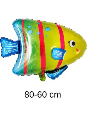 Patladı Gitti Renkli Balık Folyo Balon 80 × 60 cm – Deniz Altı Temalı Parti Süsü