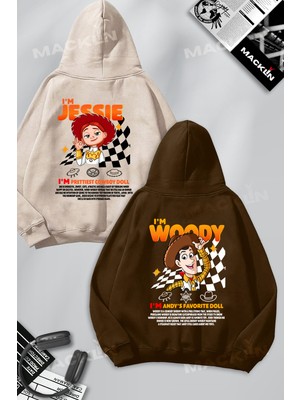Macklin Sevgili - Arkadaş Çift Kombini Jessy And Woody Sırt Baskılı Özel Tasarım Kapüşonlu Sweatshirt 2li Takım