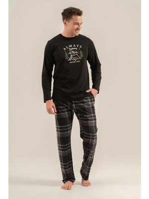 Arnetta %100 Pamuk Uzun Kol Erkek Pijama Takım 3825