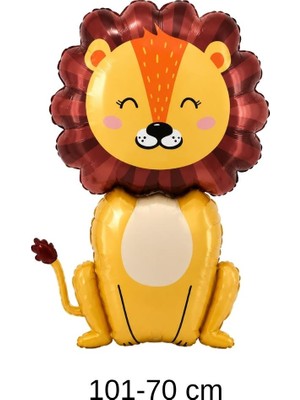 Patladı Gitti Aslan Folyo Balon 101 × 70 cm – Safari ve Orman Temalı Parti Süsü