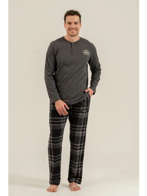 Arnetta %100 Pamuk Uzun Kol Erkek Pijama Takım 3826