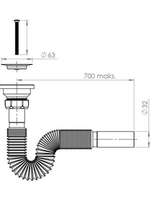 TeknoKapsül Donau Standart Körüklü Lavabo Sifonu Ø 32 mm Donau