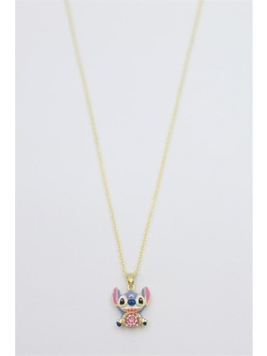 İlk El Grup Taşlı Stitch Kolye - Altın
