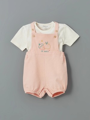 Lc Waikiki Yeni Sezon Organik Kumaş Kız Bebek Salopet ve Tişört 2'li