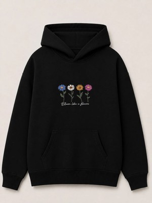 Enb1r Moda Unisex Kapüşonlu Sweatshirt Kanguru Cepli Oversize Rahat Kalıp Günlük Spor Şık Sweat