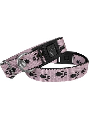 TeknoKapsül Köpek Tasması Patili Dokuma 2 cm - Min: 30 cm - Max: 50 cm Açık Pembe