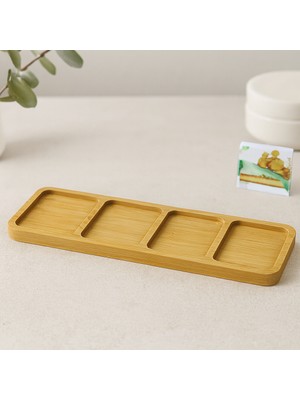 TeknoKapsül 4 Bölmeli Dikdörtgen Bambu Servis Tepsisi 32.8X10X1.4 cm