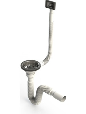TeknoKapsül Küvet Taşmalı Evye Sifonu, Flex Gövde Ø 40-50 mm