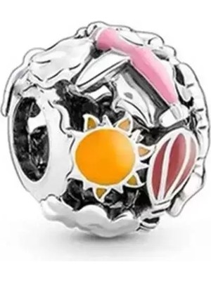TeknoKapsül Bileklik 925 Ayar Gümüş Gökkuşağı Gökyüzü ve Seyahat Uyumlu Charm