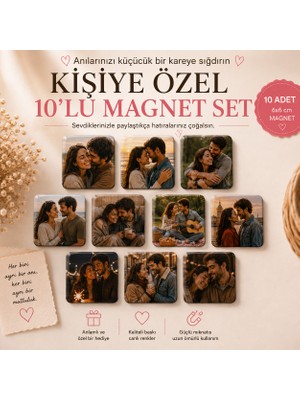 ElyNowa Kişiye Özel Fotoğraflı Magnet 10’lu Set – 6x6 cm Kendi Fotoğraflarınızla Baskılı Kare Buzdolabı Magnetleri