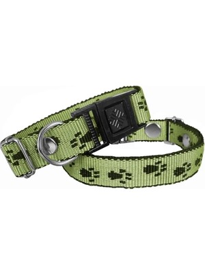 TeknoKapsül Köpek Tasması Patili Dokuma 2 cm - Min: 30 cm - Max: 50 cm Yeşil