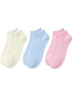 TeknoKapsül Kadın Bambu Dikişsiz Patik Çorap 3'lü Paket - Yumuşak, Nefes Alan, Nem Emici Kısa Konç Günlük Çorap - Krem, Mavi, Pembe