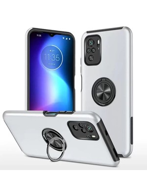 TeknoKapsül Newface Xiaomi Poco F3 Kılıf Elit Yüzüklü Kapak - Gümüş