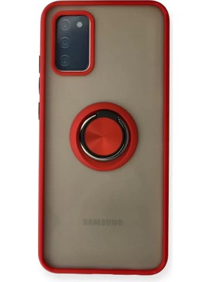 TeknoKapsül Newface Samsung Galaxy A02S Kılıf Montreal Yüzüklü Silikon Kapak - Kırmızı