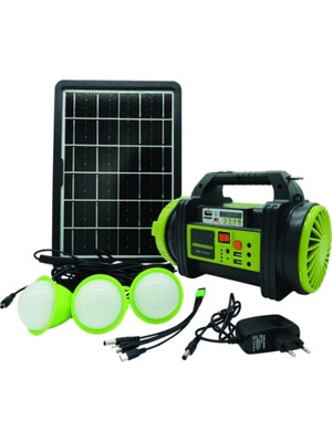 TeknoKapsül Wıson WS-5683 Şarjlı 30W Solar Şarjlı Ev Aydınlatma Seti Radyo ve Fan Powebank