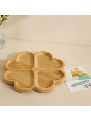 TeknoKapsül Bambu Yuvarlak 4 Bölmeli Sunum Tepsisi 21X1.4 cm (36'lı Paket)