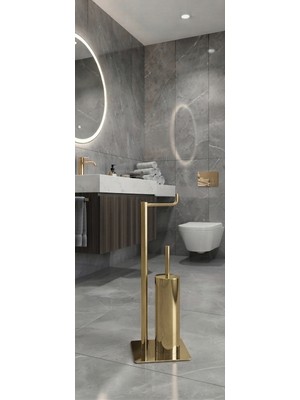 Titanium Design Ayaklı Wc Kağıtlık ve Fırçalık Seti