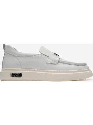 Dericlub Erkek Düz Taban Loafer Ayakkabı Gerçek Deri Cr 2996 Beyaz
