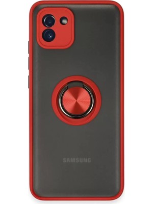TeknoKapsül Newface Samsung Galaxy A03 Kılıf Montreal Yüzüklü Silikon Kapak - Kırmızı